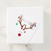 Matig rood geknoeid rendierlijk licht bedankjes labels (In situ)