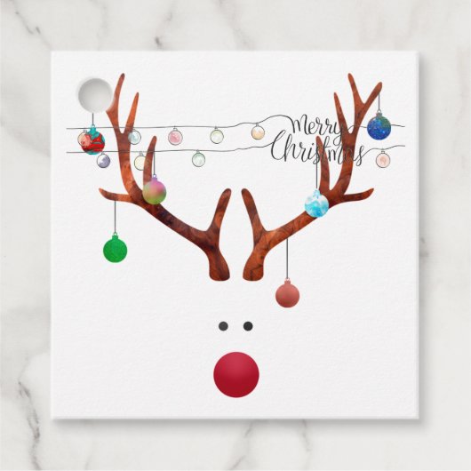 Matig rood geknoeid rendierlijk licht bedankjes labels (Voorkant)