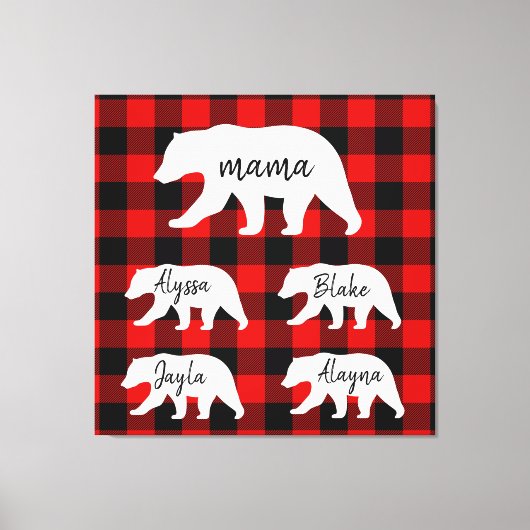 Matig rood geplakt met wit Beer Canvas Afdruk (Voorkant)