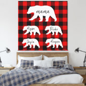 Matig rood geplakt met wit Beer Canvas Afdruk (Insitu (Slaapkamer))