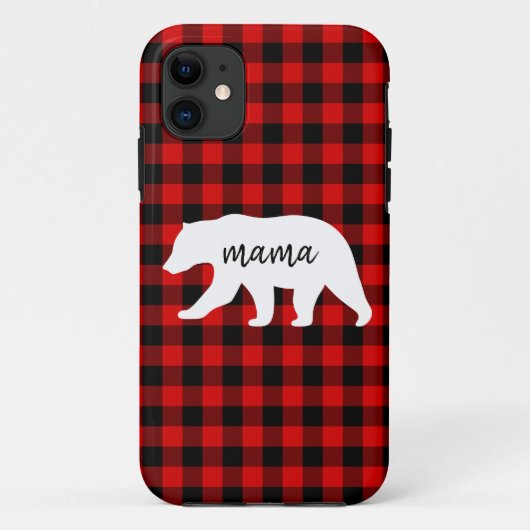 Matig rood geplakt met wit Beer Case-Mate iPhone Case (Achterkant)