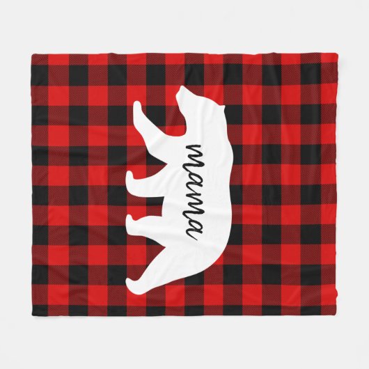 Matig rood geplakt met wit Beer Fleece Deken (Voorkant (Horizontaal))