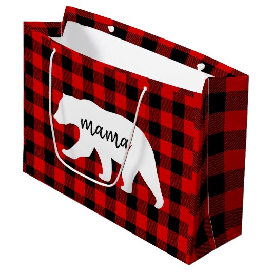 Matig rood geplakt met wit Beer Groot Cadeauzakje (Voorkant Gekanteld)
