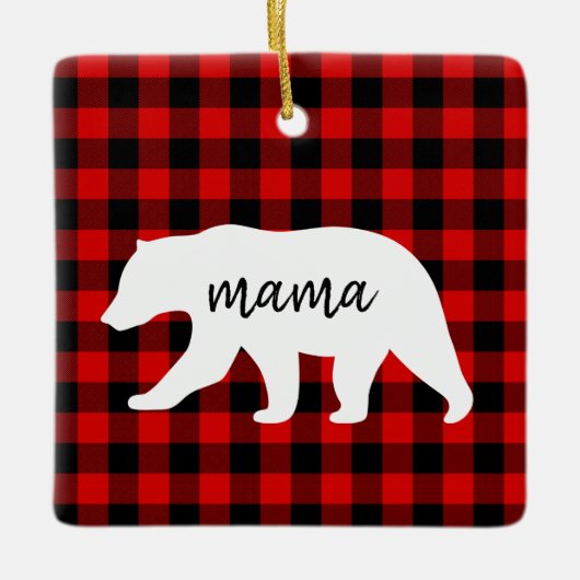 Matig rood geplakt met wit Beer Keramisch Ornament (Voorkant)