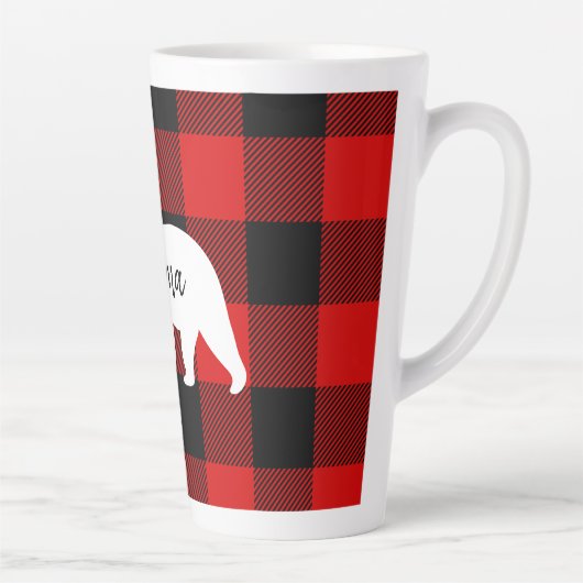 Matig rood geplakt met wit Beer Latte Mok (Rechts)