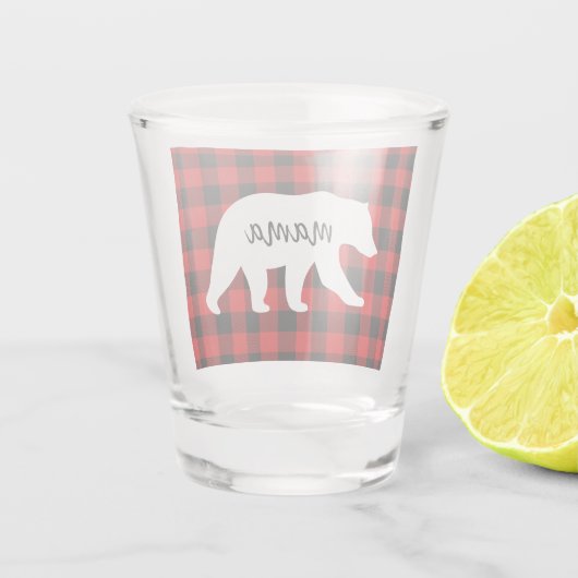 Matig rood geplakt met wit Beer Shot Glas (Achterkant)