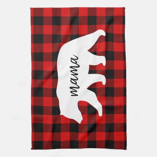 Matig rood geplakt met wit Beer Theedoek (Verticaal)