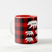 Matig rood geplakt met wit Beer Tweekleurige Koffiemok (Voorkant links)