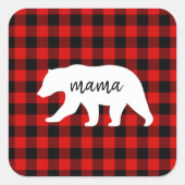 Matig rood geplakt met wit Beer Vierkante Sticker (Voorkant)