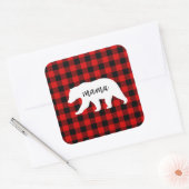 Matig rood geplakt met wit Beer Vierkante Sticker (Envelop)