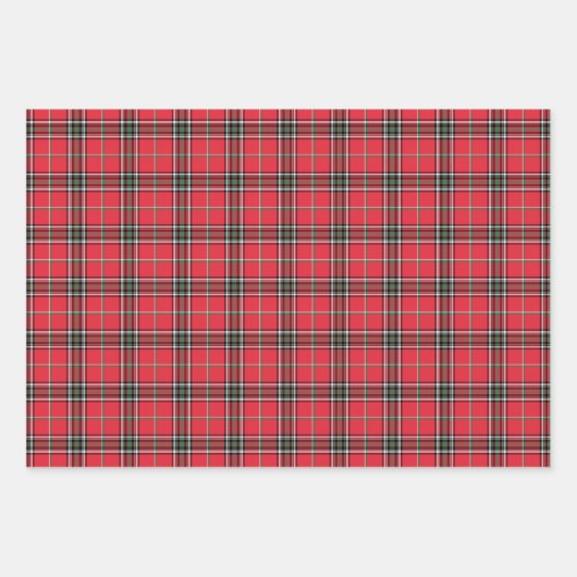 Matig Rood Kerstfeest Pset Tartan Patroon Inpakpapier Vel (Voorkant)