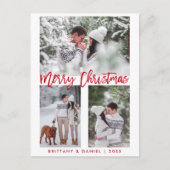 Matig rood penseel Manuscript Merry Kerstfoto Briefkaart (Voorkant)