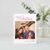 Matig rood script kerst met pretentieuze kerst briefkaart (Staand voorkant)