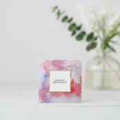 Matig rood waterverf splash gold lijst vierkante visitekaartje (Staand voorkant)