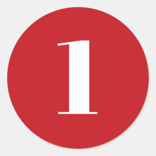 Matig rood wit aangepast aantal leeftijd monogram ronde sticker