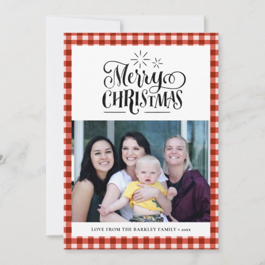 Matig rood wit Buffalo geplakt vun script eenvoudi Feestdagenkaart (Voorkant)