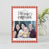 Matig rood wit Buffalo geplakt vun script eenvoudi Feestdagenkaart (Staand voorkant)