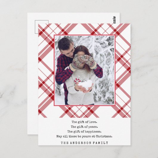 Matig Rood Wit Kerstfeest Briefkaart (Voorkant / Achterkant)