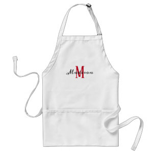 Matig rood Witte Monogram Manuscript Naam Vrouwen Standaard Schort