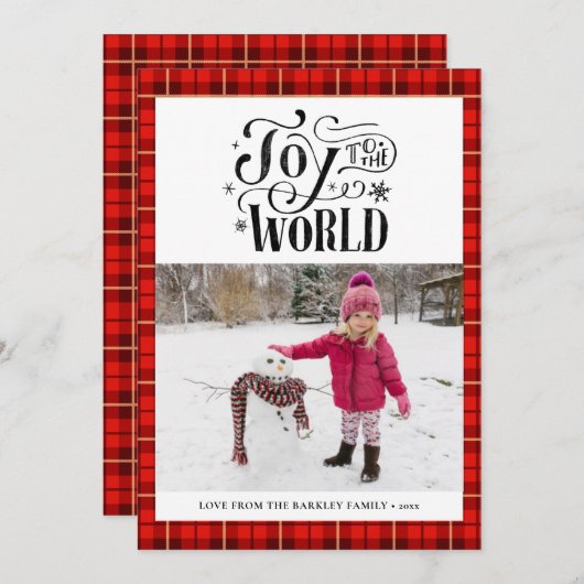 Matig rood zwart Buffalo geplakt vun script eenvou Feestdagenkaart (Voorkant / Achterkant)