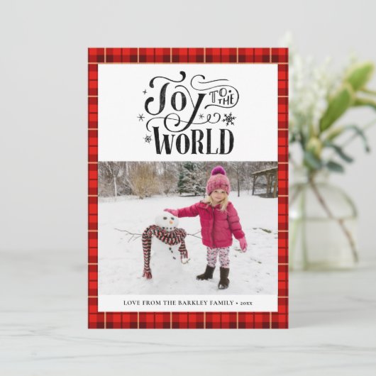 Matig rood zwart Buffalo geplakt vun script eenvou Feestdagenkaart (Staand voorkant)