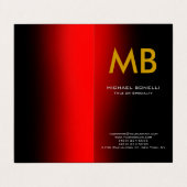 Matig rood zwart geel monogram visitekaartje (Buitenkant ongevouwen)