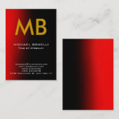 Matig rood zwart geel monogram visitekaartje (Voorkant / Achterkant)