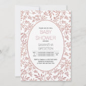 Matig roos glitter verlaat trendy baby shower kaart (Voorkant)