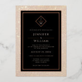 Matig Roos Gold Formal Classic Initiaal Elegant Folie Uitnodiging (Voorkant)