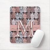 Matig Roos Gold Glitter Pink Panananas Monogram Muismat (Met muis)