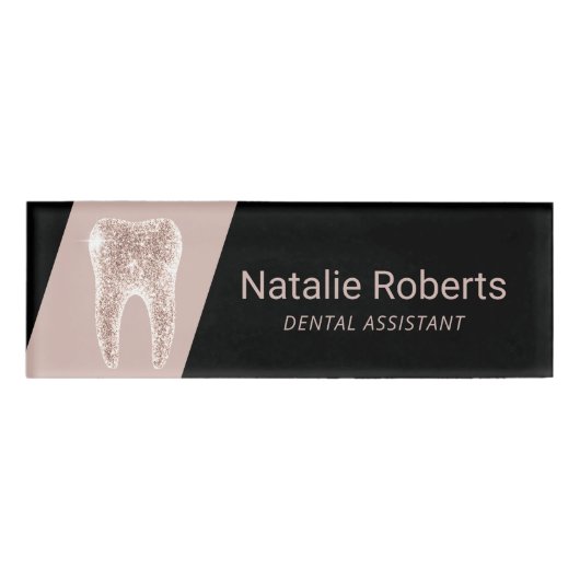 Matig Roos Gold Tooth Dentist Dental Assistant Naambadge (Voorkant)