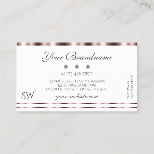 Matig Roos Gold White Sparking Diamonds Monogram Visitekaartje (Achterkant)