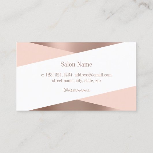 Matig roos goud- en roze schaarser visitekaartje (Achterkant)