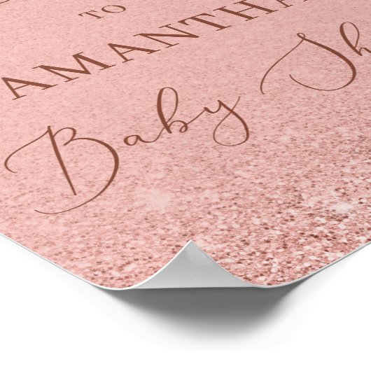 Matig roos goud glitter baby shower welkom bord poster (Hoek)