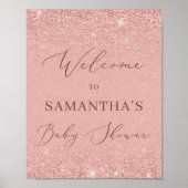 Matig roos goud glitter baby shower welkom bord poster (Voorkant)