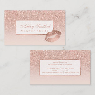 Matig roos goud glitter blush ombre make-up lips visitekaartje