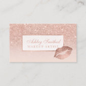 Matig roos goud glitter blush ombre make-up lips visitekaartje (Voorkant)