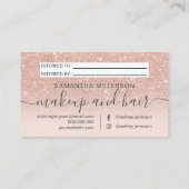 Matig roos goud glitter blush ombre professional aanbevelingskaartje (Achterkant)