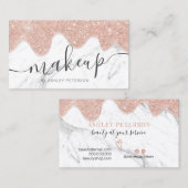 Matig roos goud glitter druppelt marmer make-up visitekaartje (Voorkant / Achterkant)