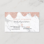 Matig roos goud glitter druppelt marmer make-up visitekaartje (Achterkant)