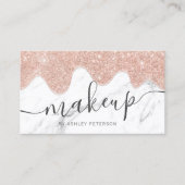 Matig roos goud glitter druppelt marmer make-up visitekaartje (Voorkant)