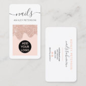 Matig roos goud glitter druppelt roze nagelspijker visitekaartje (Voorkant / Achterkant)