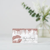 Matig roos goud glitter lippen make-up kunstenaar visitekaartje (Staand voorkant)