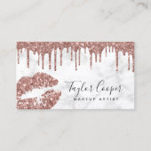 Matig roos goud glitter lippen make-up kunstenaar visitekaartje (Voorkant)