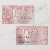 Matig roos goud glitter lippen make-up kunstenaar visitekaartje (Voorkant / Achterkant)