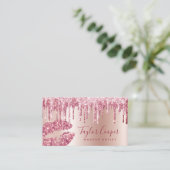 Matig roos goud glitter lippen make-up kunstenaar visitekaartje (Staand voorkant)