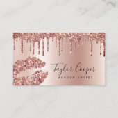 Matig roos goud glitter lippen make-up kunstenaar visitekaartje (Voorkant)