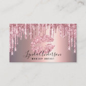 Matig roos goud glitter lippen make-up kunstenaar visitekaartje (Voorkant)