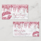 Matig roos goud glitter lippen make-up kunstenaar visitekaartje (Voorkant / Achterkant)