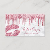 Matig roos goud glitter lippen make-up kunstenaar visitekaartje (Voorkant)